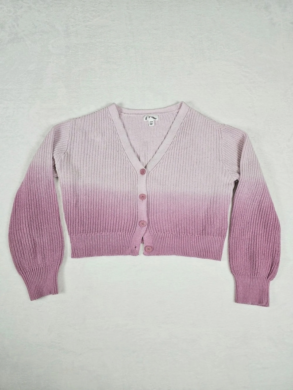 Art Class Ombre Cropped Cardigan Pink Large 10/12 Sweater